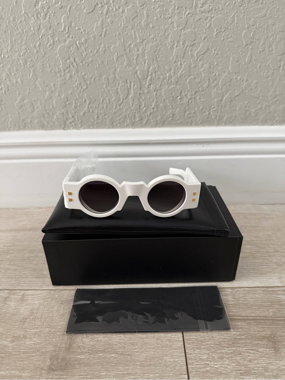 Balmain White Round adult unisex Olivier Sunglasses with grey Lenses